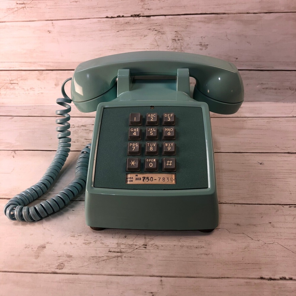 Vintage Western Electric Bell System Teal Blue Push Button Desk Telephone Retro